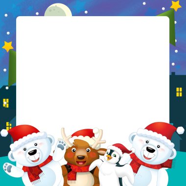 Çocuklar için Noel çerçeve - metin için yer - illüstrasyon karikatür