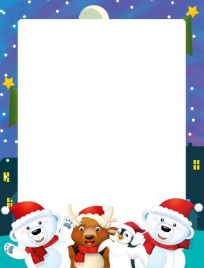 Çocuklar için Noel çerçeve - metin için yer - illüstrasyon karikatür