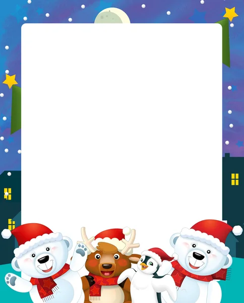 Cartoon christmas frame - space for text - illustration for children — Stock Photo, Image