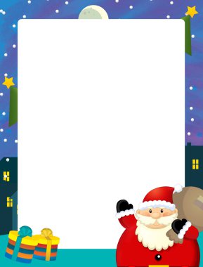 Noel çerçeve - metin - Noel Baba ve presents - illüstrasyon çocuklar için için yer çizgi film