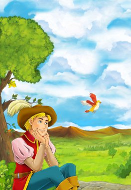 bazı bahçede yürüyen genç adam