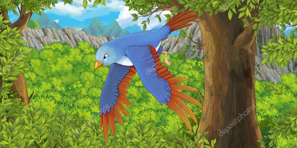 Dessin Oiseau Qui Vole Dans La Forêt Photographie