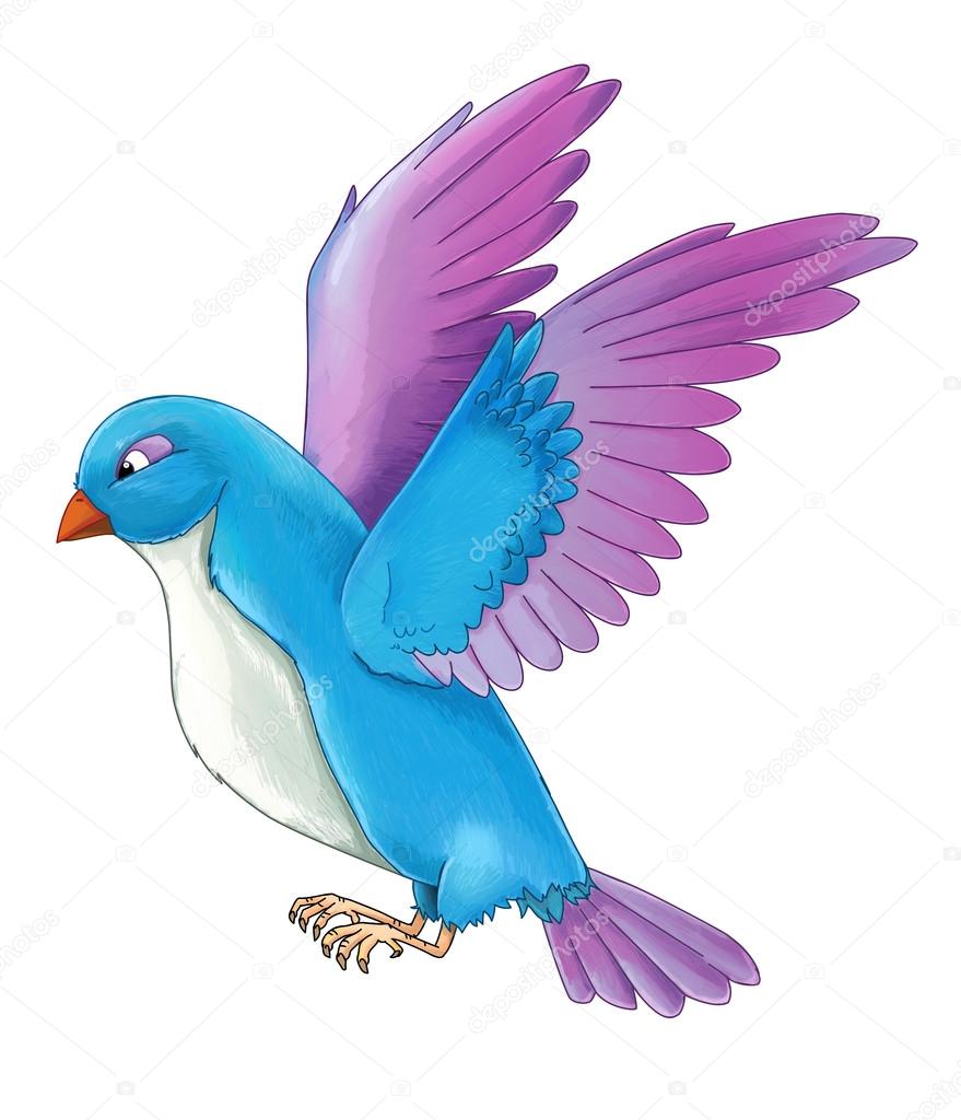 Cartoon exotic colorful bird - flying Stock Photo by ©illustrator_hft  117968680