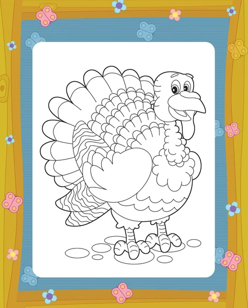 Cartoon turkey - coloring page with shadow matching