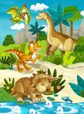 Karikatür mutlu dinozorlar