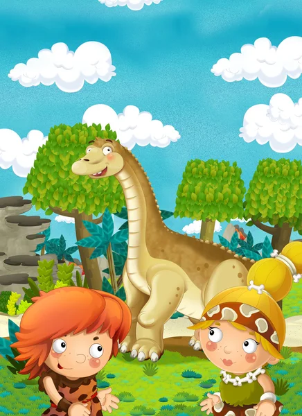 Happy dinosaura - šťastný pár lidí — Stock fotografie