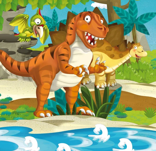 Cartoon happy dinosaurs