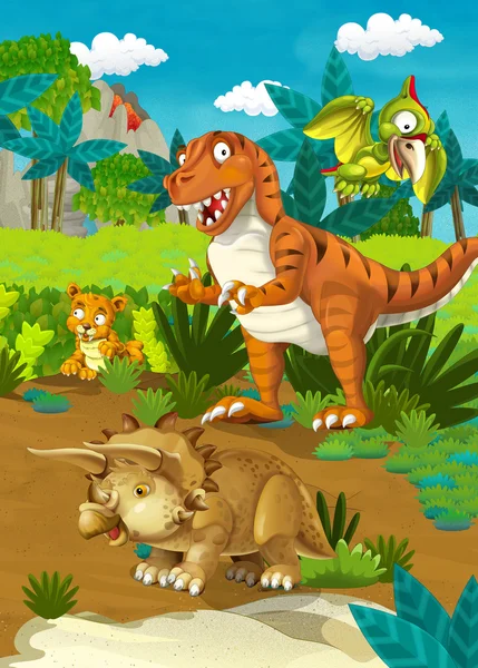 Cartoon happy dinosaurs — Stock Photo, Image