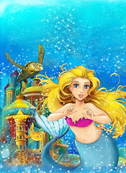Cartoon fantasy scene of underwater kingdom — Stock Photo, Image