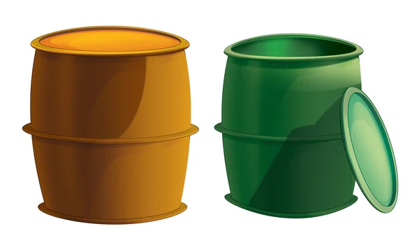 Cartoon metal barrels opened and closed - isolated - illustration for children — Stock Photo, Image