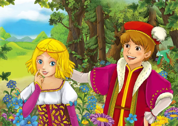 Принц і принцеса в лісі - ходьба — стокове фото