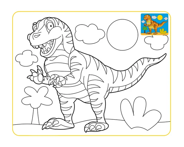Barevné Stránky Dinosaurus Tyrannosaurus Bílém Pozadí Ilustrace Pro Děti — Stock fotografie