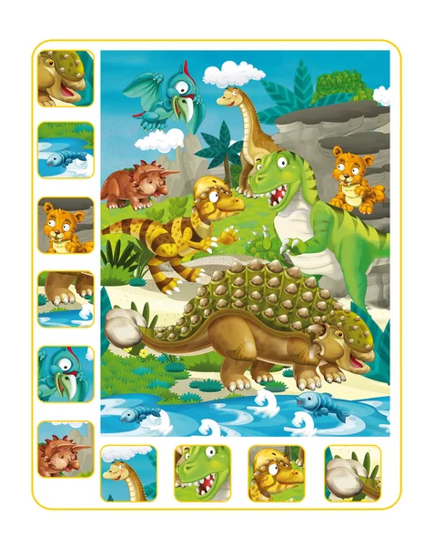 Cartoon Dinosaurier Übungs-Seite - passendes Spiel — Stockfoto