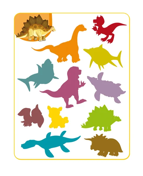 Страница упражнений динозавров мультфильма - иллюстрация для детей — стоковое фото