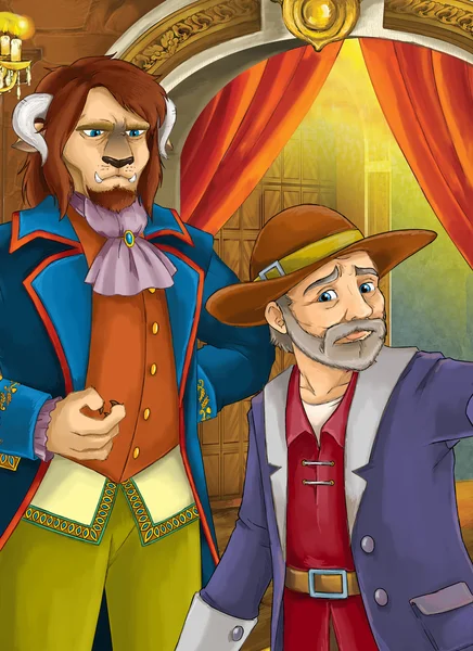 Two men - one is beast - nobleman and merchant — Stock Photo, Image