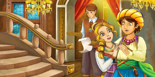 Cartoon Scene Married Couple King Queen Illustration Children — Stock Photo, Image