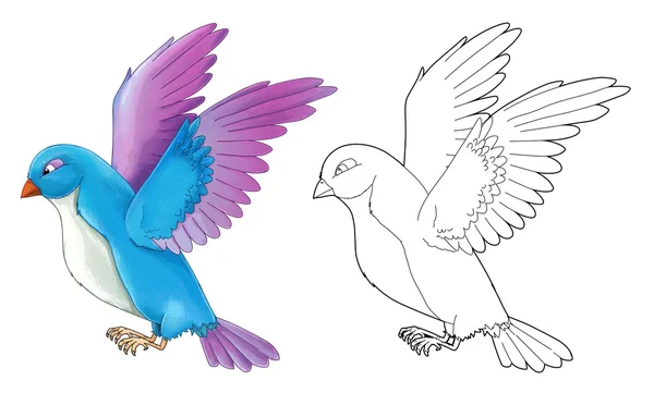 Cartone animato esotico uccello colorato - volare — Foto Stock