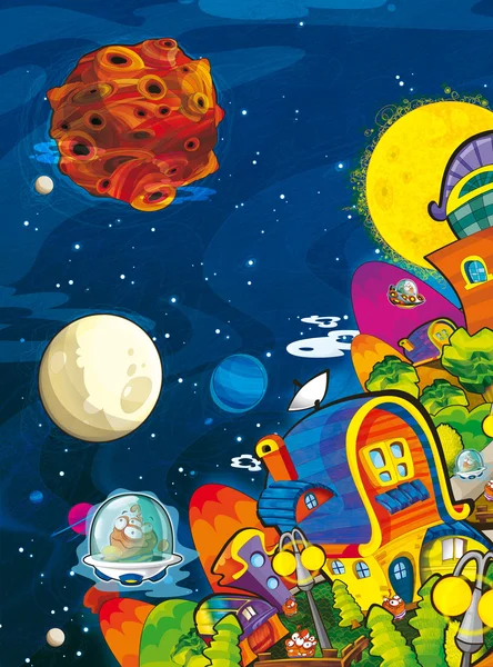 Cartoon scene of cosmos city — Stock Photo, Image