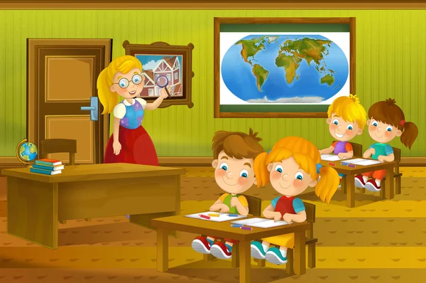 Cartoon klaslokaal - illustratie voor de kinderen — Stockfoto