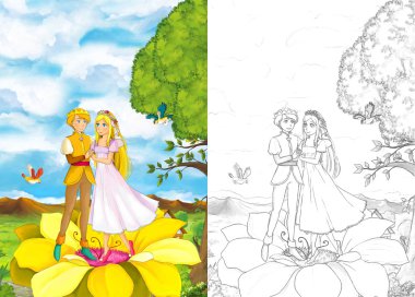 şirin Kraliyet çifti çayır üzerinde 