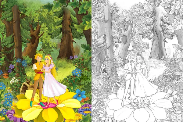 Милий принц і принцеса в лісі — стокове фото