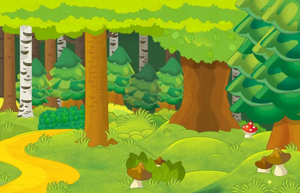 Cartoni animati scena foresta — Foto Stock