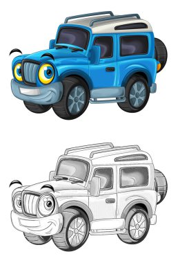off road polis arabalı karikatür sahnesi - çocuklar için çizimler
