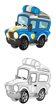 off road polis arabalı karikatür sahnesi - çocuklar için çizimler