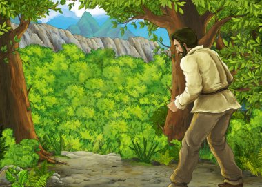 karikatür yaz sahnesi ormanda çayırda prens ve çocuklar için prenses resimleriyle