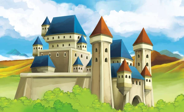 子供のための背景イラストの城と漫画の自然シーン — ストック写真