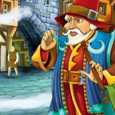 Arap masal prensi ile çizgi film sahnesi - çocuklar için illüstrasyon