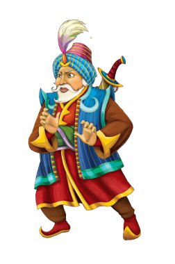 Arap masal prensi ile çizgi film sahnesi - çocuklar için illüstrasyon