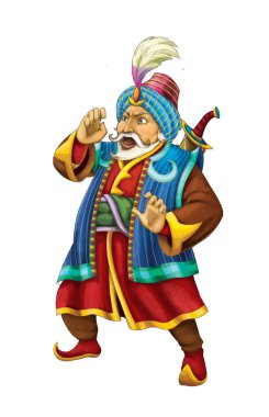 Arap masal prensi ile çizgi film sahnesi - çocuklar için illüstrasyon