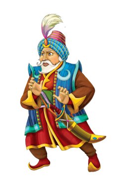 Arap masal prensi ile çizgi film sahnesi - çocuklar için illüstrasyon