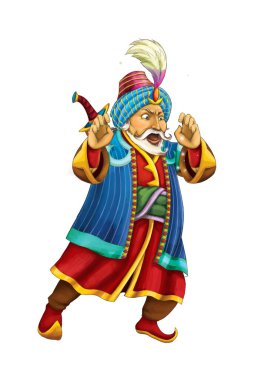 Arap masal prensi ile çizgi film sahnesi - çocuklar için illüstrasyon