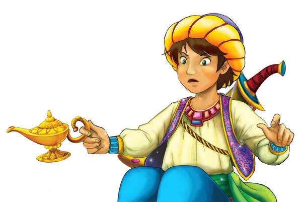 Мультяшная Сцена Арабской Сказкой Князя Иллюстрация Детей — стоковое фото