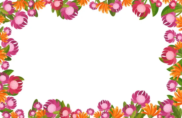 Cartoon Scene Floral Frame Colorful Flowers Illustration Children — Stock Photo, Image