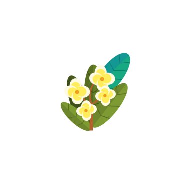 çocuklar için beyaz arkaplanlı çiçekli karikatür sahnesi