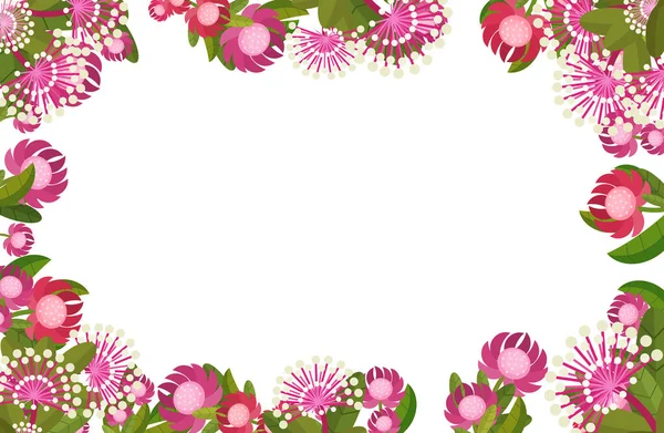 Tecknad Scen Med Blommig Ram Färgglada Blommor Illustration För Barn — Stockfoto