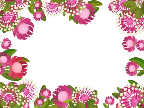 Tecknad Scen Med Blommig Ram Färgglada Blommor Illustration För Barn — Stockfoto