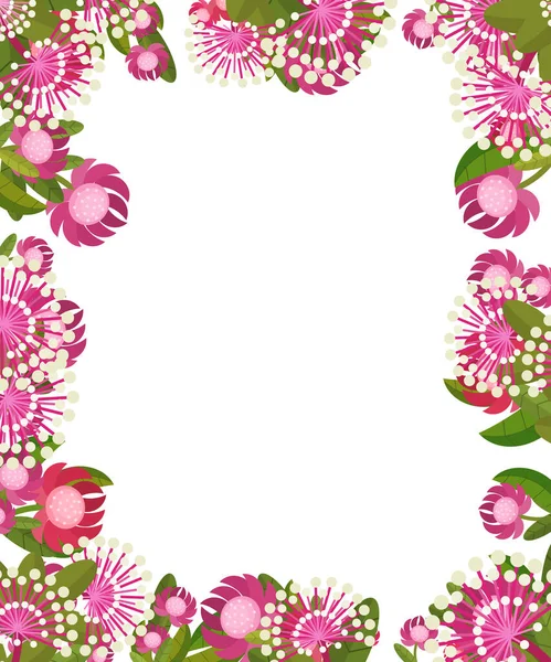 Scène Dessin Animé Avec Cadre Floral Fleurs Colorées Illustration Pour — Photo