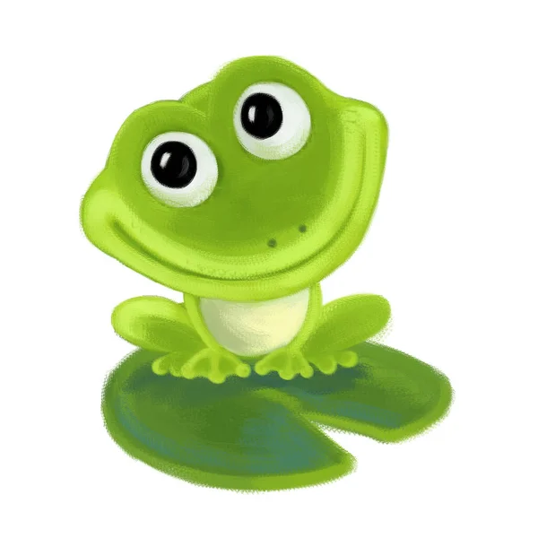 Cartoon Scene Happy Summer Frog White Background Illustration Children — Stock Photo, Image