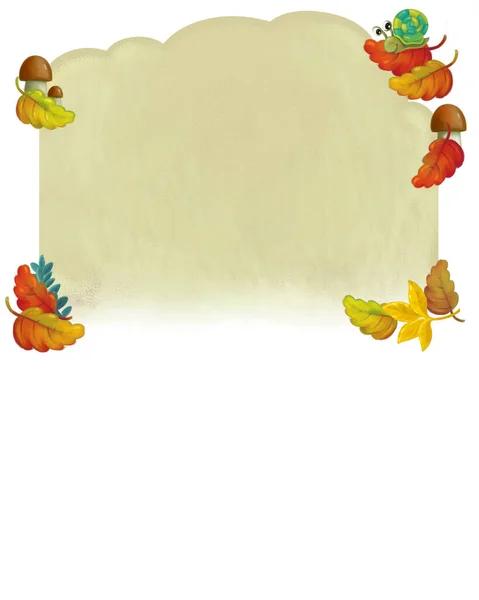 Cartoon Pagina Frame Herfst Winter Scène Met Dieren Vogels Met — Stockfoto