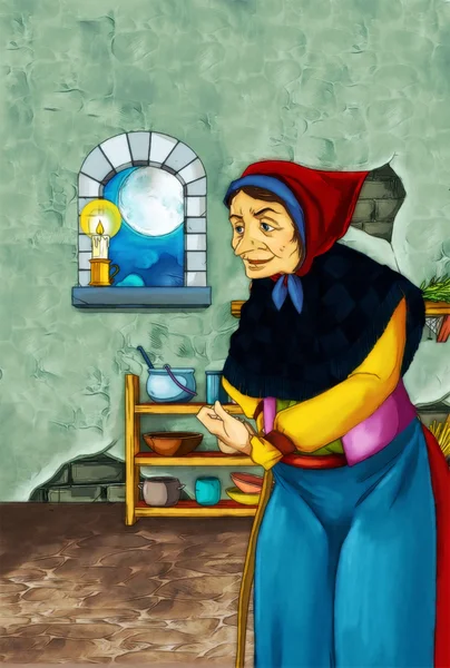 Old witch in the old room — Stock Photo, Image
