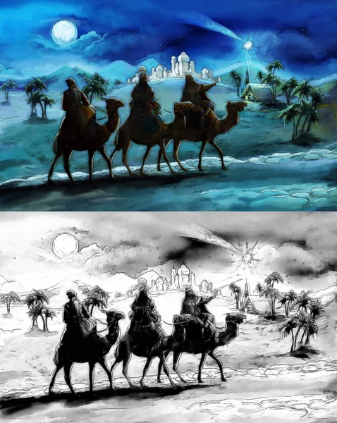 Kutsal Aile ve üç Kral çizimi
