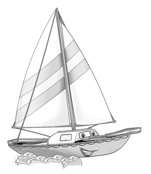 Coloring page - boat — Stock Photo, Image