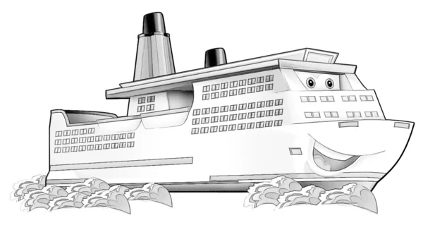 Coloring page - boat — Stock Photo, Image