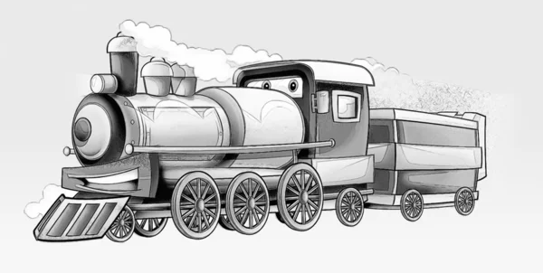 Coloring page - train — Stock Photo, Image