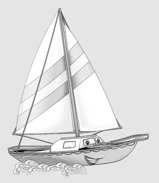 Boyama sayfası - tekne — Stok fotoğraf