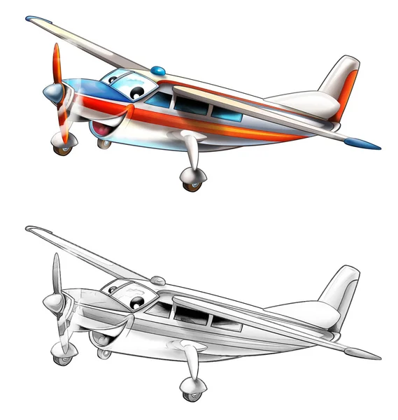 Coloring page - light aircraft — Stock Photo, Image